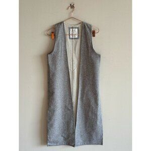 Nomad Tribe Women Sleeveless Two Side Slip Long Vest Sweater Gray Size Medium